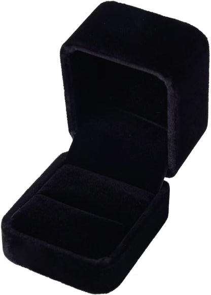 Black Velvet Ring Box – Luxury Soft Velvet Jewelry Gift Box for Engagement, Wedding, Proposal & Storage (2.5″ Square)