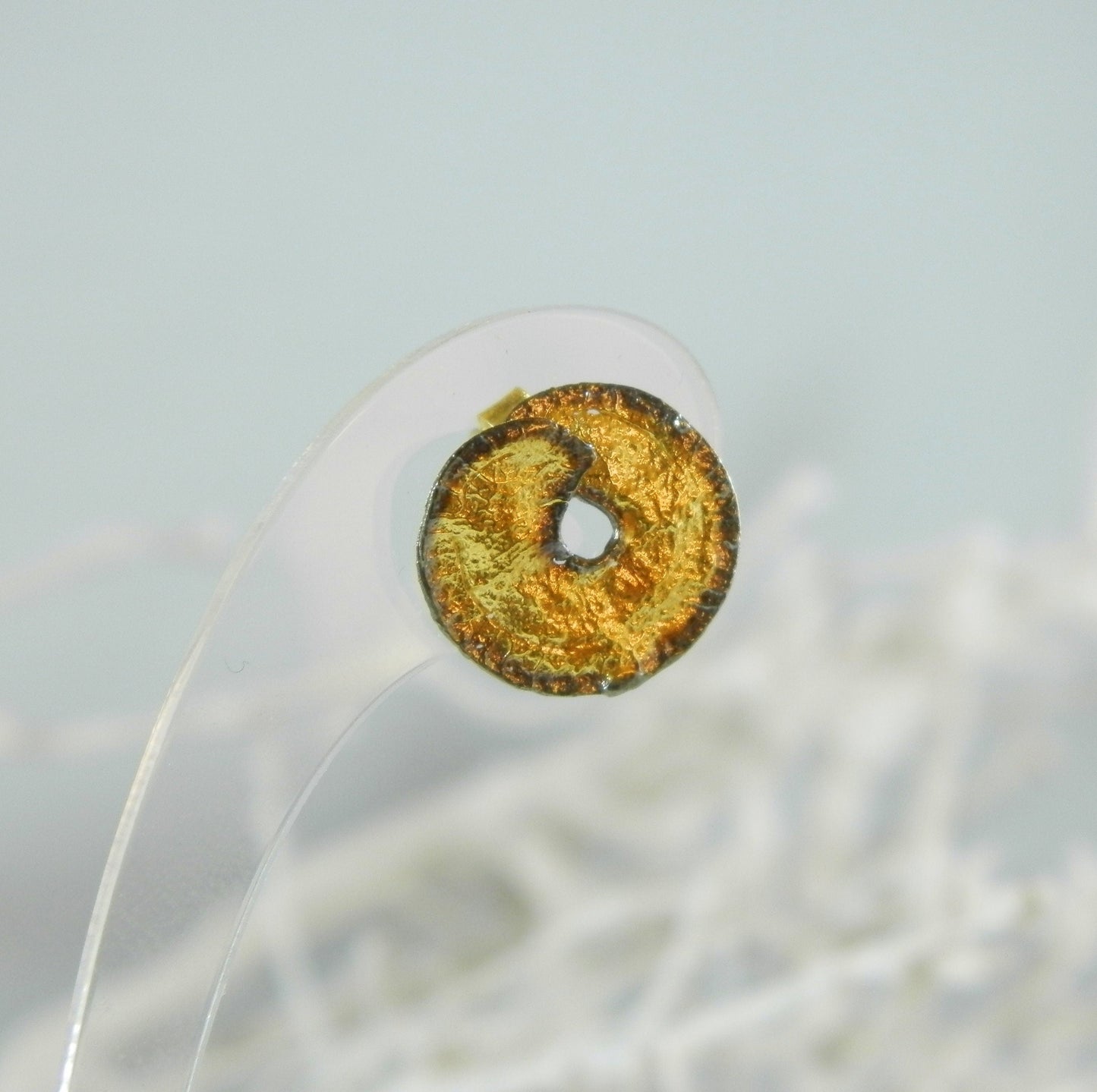 Leaf Stud Earrings: Real Plant Detail - Gold & Black Rhodium